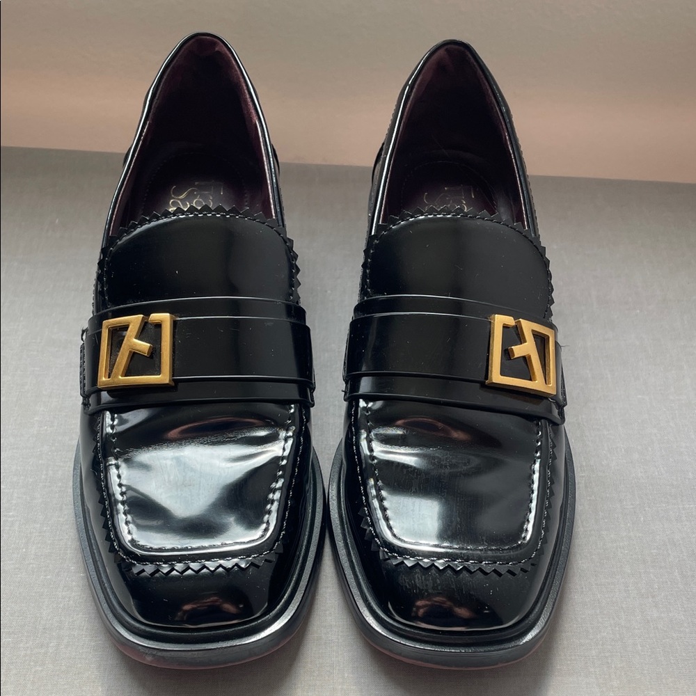 Franco Sarto Gloria Black Loafers with Gold Accent Size 7.5 - Picture 2 of 13